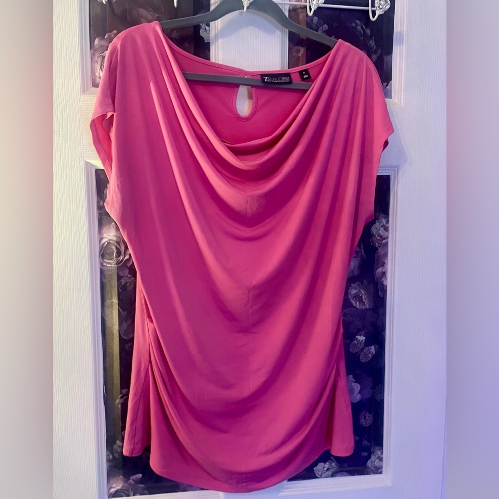 New York & Company Pink drape front top.